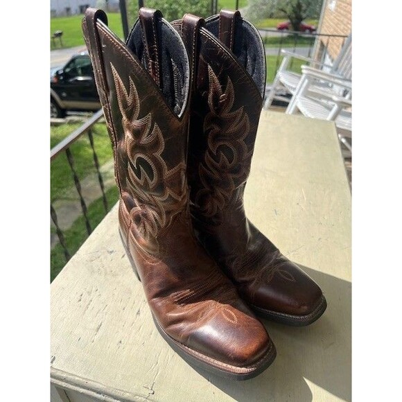 Laredo Breakout Mn’s Sz 9D Western Cowboy Boots Distressed Leather Square Toe